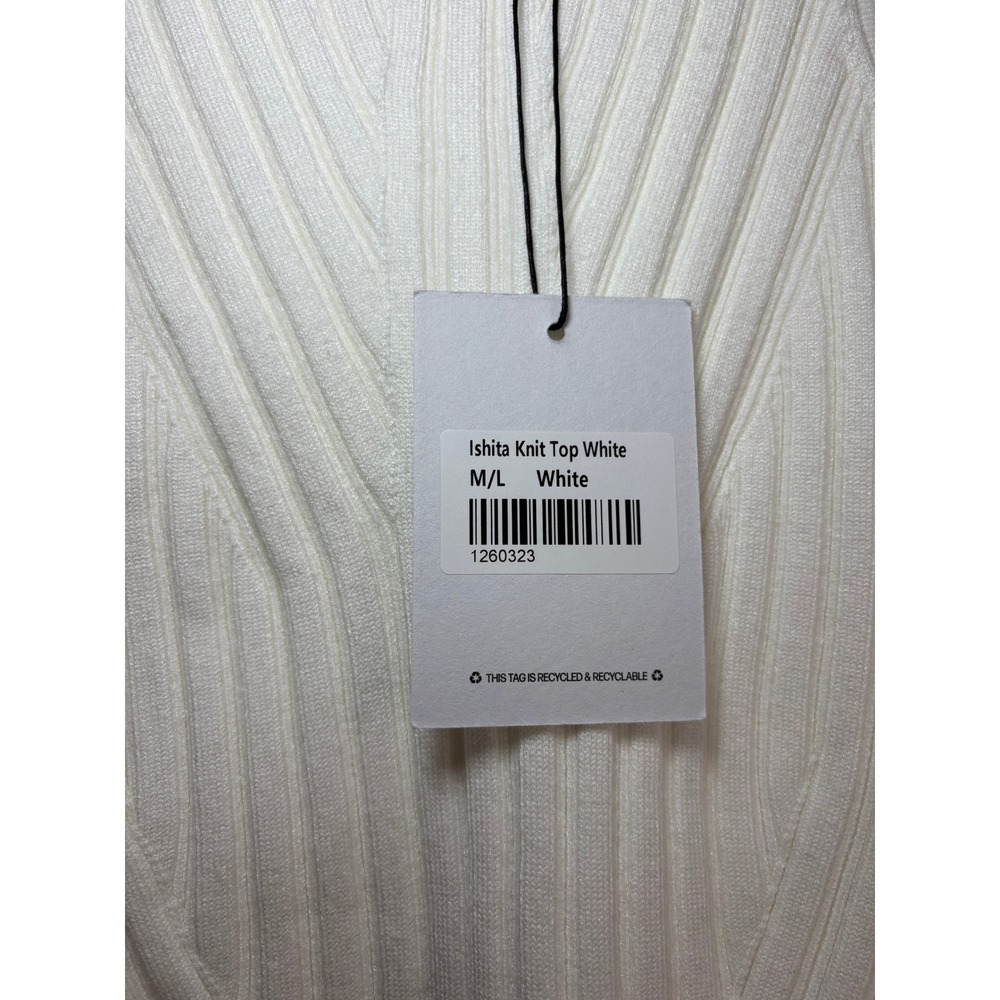 NWT Princess Polly Ishita Knit Top M/L White Ribbed High Neck Tank 1260323 - Picture 2 of 5